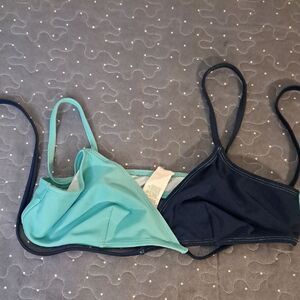 Cupshe Two-Tones Blue Bikini Top size large